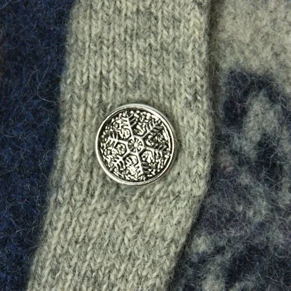 Vintage Woolrich Wool Fair Isle Cardigan Sweater Winter Sports Gray - XS - Picture 2 of 8